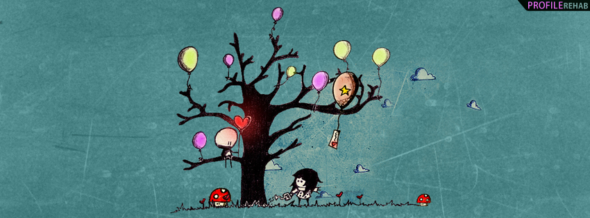 Artistic Balloons and Hearts Timeline Cover