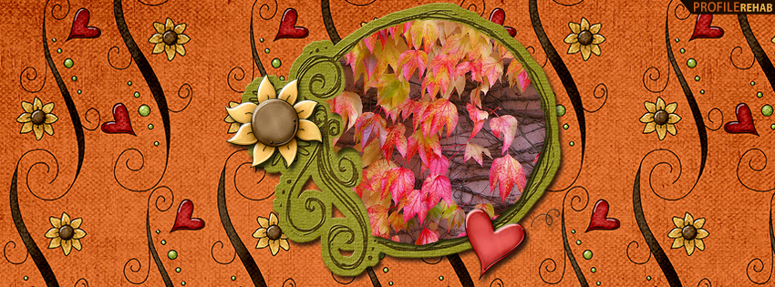 Cute Fall Sunflowers and Hearts Facebook Cover - Cute Fall Pictures Free