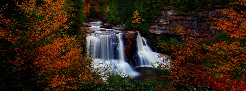 Beautiful Fall Waterfall Facebook Cover - Waterfall Pictures - Beautiful Waterfall Images 