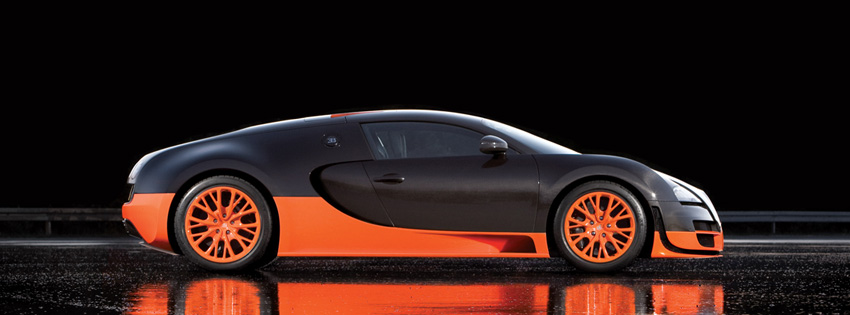 Orange & Black Bugatti Car Facebook Cover Preview