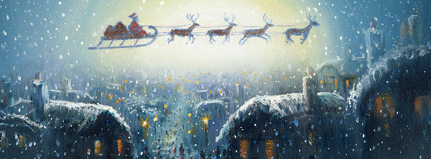 Santa Claus & Reindeer Facebook Cover