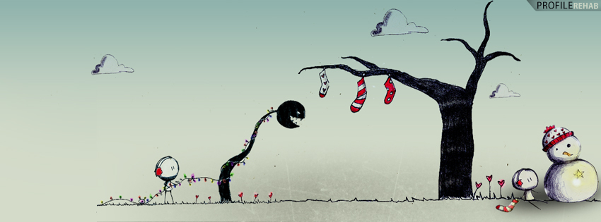 Cute Christmas Images for Free - Cute Christmas Snowman Stockings Facebook Cover Preview
