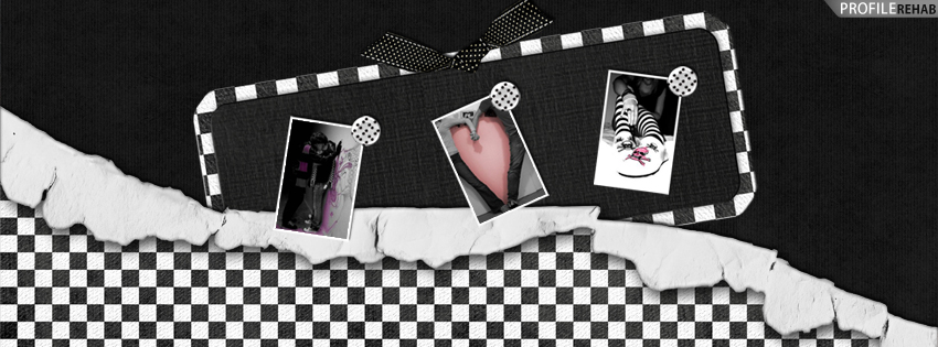 Black and White Emo Checkers Facebook Cover - Romantic Kiss Images