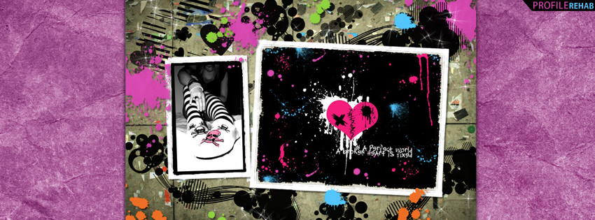 Emo Splatter Facebook Cover with Heart Quote Preview