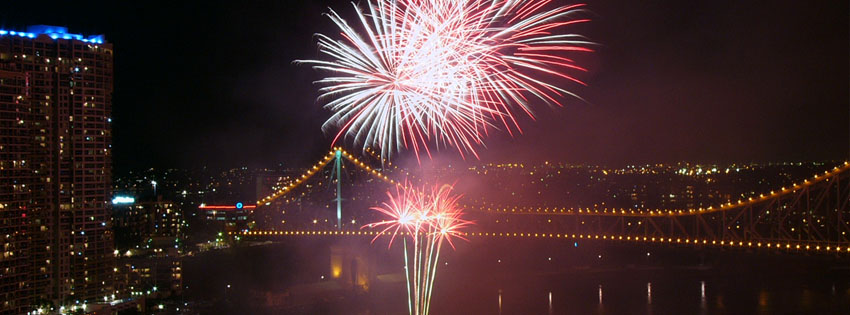Fireworks over Bridge Facebook Cover Preview