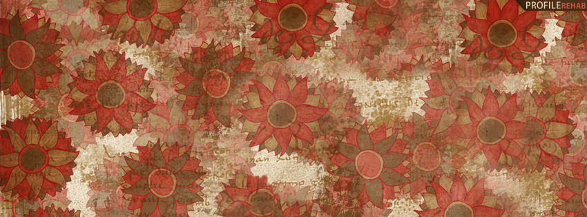 Red & Brown Vintage Flowers Facebook Cover