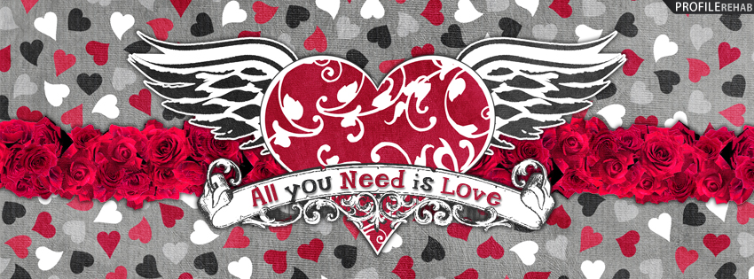 All You Need is Love Heart Cover for Facebook - Free Pictures of Hearts and Roses Preview