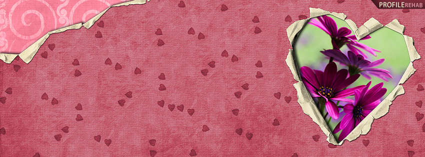 Maroon Hearts and Daisies Facebook Cover - Cute Image of Heart Preview