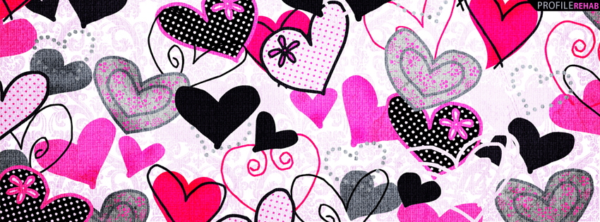 Black & Pink Hearts Cover for Facebook Timeline Preview
