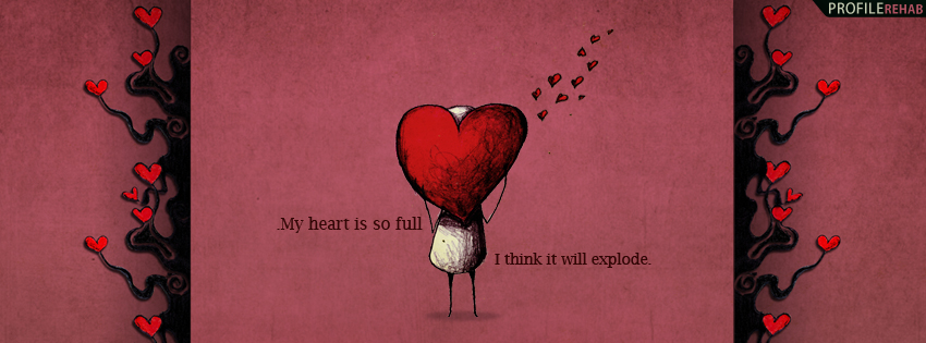 Black & Red Heart Quote Facebook Cover - Quotes for Valentines Day Preview