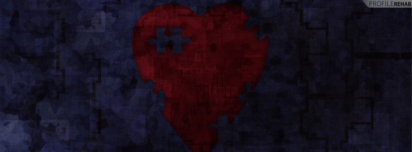 Red Heart Puzzle Timeline Cover for Facebook - Picture of Broken Heart