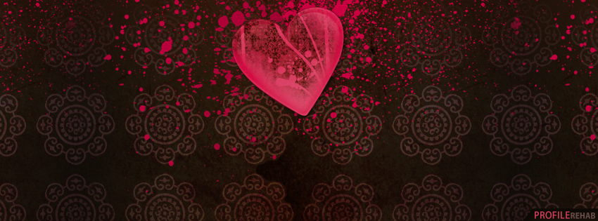 Hot Pink Vintage Heart Facebook Cover - Vintage Valentine Images