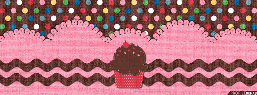 Brown & Pink Polkadot Cupcake Facebook Cover Preview