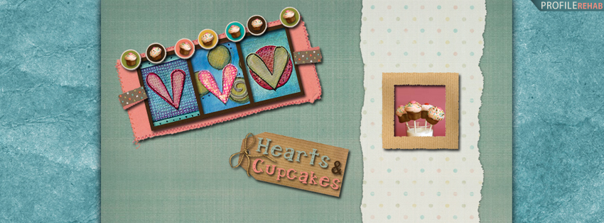 Cupcakes and Hearts Facebook Cover for Timeline Preview