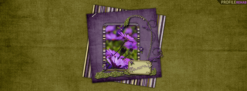 Purple & Green Flowers Cover for Facebook with Memories Quote