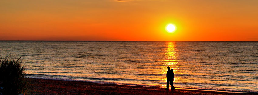 Lovers at Sunset Facebook Cover - Romantic Images of Couples Preview