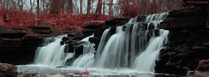 Painted Autumn Waterfall Facebook Cover