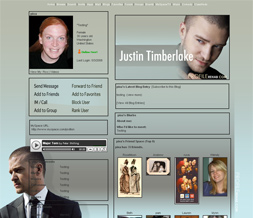 Justin Timberlake Myspace Layout - JT Theme - Justin Background Preview