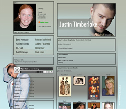 Justin Timberlake Myspace Layout - JT Background - Justin Theme Preview