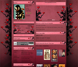 Growing Hearts Myspace Theme - Red & Black Hearts Layout