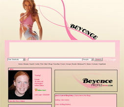 Hot Beyonce Knowles Myspace Layout - Pretty Beyonce Layout for Myspace