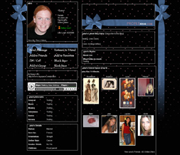 Black & Blue & Pink Hearts Myspace Layout - Blue Bow Myspace Theme