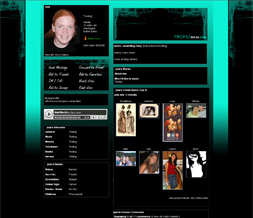 Black & Sea Green Myspace Layout - Abstract Theme Preview