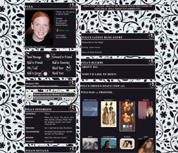 Black & White Flower Pattern Layout - Black & White Floral Myspace Layout