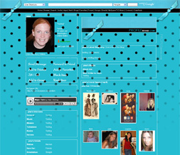 Blue & Black Polka Dots Myspace Layout - Big Polkadot Background Preview