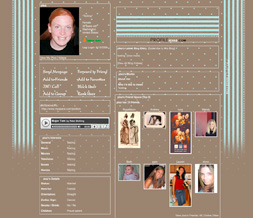 Blue & Brown Stripes Myspace Layout - Brown & Blue Polkadots Background