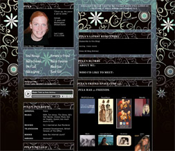 Blue Flowers Myspace Layout - Blue Floral Pattern Layout - Blue & Black Theme Preview