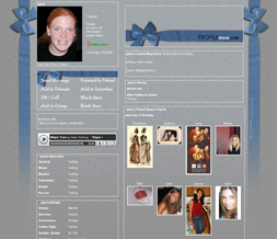 Gray with Blue Hearts Myspace Layout - Grey & Blue Bow Background