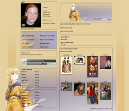 Yellow & Blue Naruto Myspace Theme - Blue & Yellow Anime Layout
