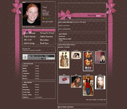 Brown with Pink Hearts Myspace Theme - Brown & Pink Bow Background