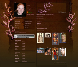 Artistic Vintage Myspace Layout - Brown & Pink Flowers Background Preview