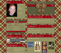 Red & Green Christmas Myspace Layout - Christmas Plaid Layout Preview