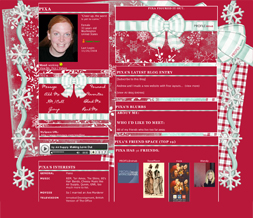 Christmas Snowflakes Myspace Layout - Christmas Ribbon Layout - Christmas Theme Preview