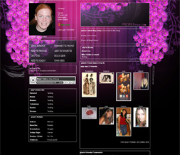 Pink Flowers Myspace Layout - Curtain Background - Pink Flowery Theme Preview