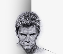 Artistic David Beckham Theme- Black & White Drawing of David Beckham Layout