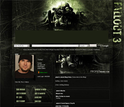Fallout 3 Myspace Layout - Gaming Theme - Black & Green Background