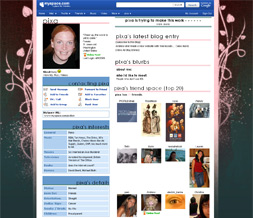 Pink Flowers Default Layout - Blue & Pink Flowery Default Myspace Layout Preview