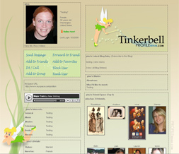 Tinkerbell Layout for Myspace - Disney Layout - Tinkerbell Background Preview