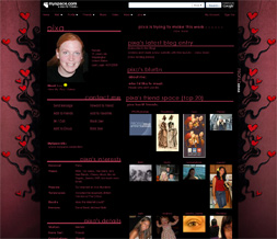 Red & Black Default Hearts Layout - Growing Hearts Default Myspace Layout