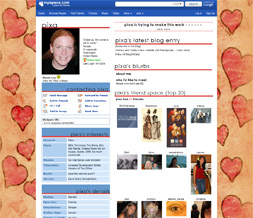 Big Red Hearts Default Myspace Layout - Pink & Brown Default Theme