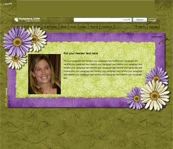 Purple & Green Hide Everything Myspace Layout-Green & Purple Flowers Short  Theme Preview