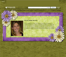 Purple & Green Hide Everything Myspace Layout-Green & Purple Flowers Short  Theme