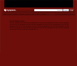 Solid Red Hide Everything Layout - Red No Scroll Layout for Myspace Preview