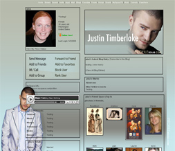 Justin Timberlake Layout- Blue JT Theme- Justin Background for Myspace Preview