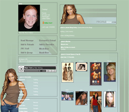 Beyonce Knowles Myspace Layout - Mint Green & Blue Theme Preview