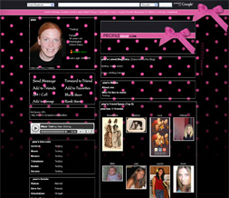 Pink Polkadot Myspace Layout - Pink & Black Polkadot Background